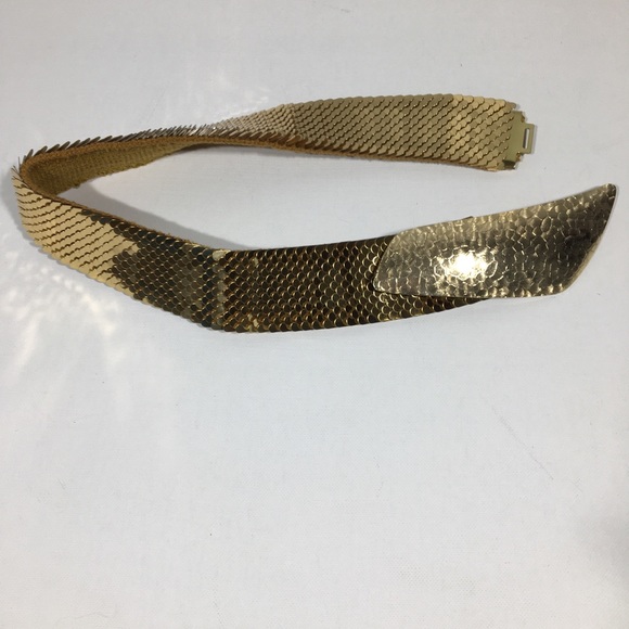 Vintage Accessories - Vintage Gold Snake Belt with Large Gold Buckle